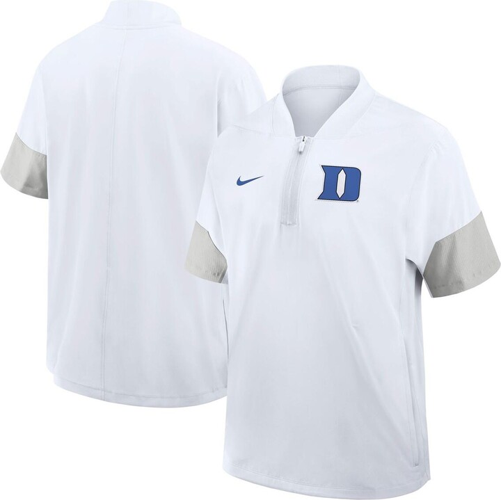Nike Men's White Duke Blue Devils 2025 Sideline Short Sleeve Quarter-Zip Coach Jacket