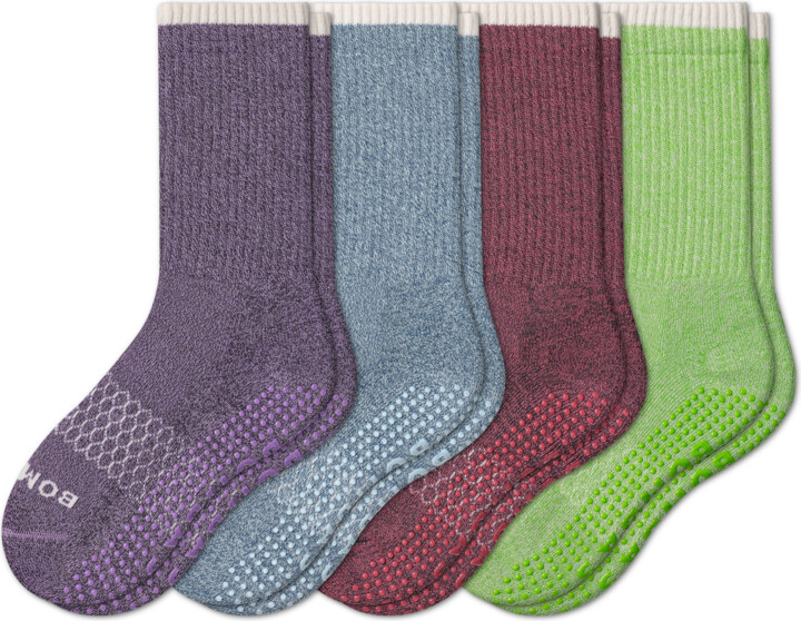 Bombas Youth Gripper Calf Sock 4-Pack - Purple Mix Mint - Y - Cotton -  ShopStyle