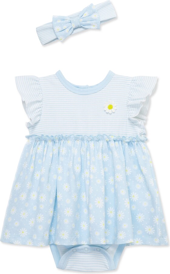 Daisies Skirted Cotton Bodysuit & Headband Set