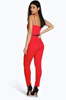 Thumbnail for your product : boohoo Plunge Belted Jumpsuit