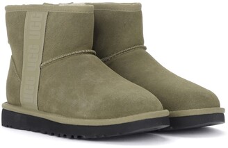 UGG Side Logo Ankle Boots In Olive Green Suede - ShopStyle