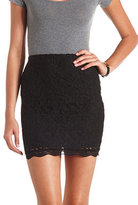 Thumbnail for your product : Charlotte Russe Scalloped Lace Bodycon Mini Skirt