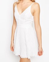 Thumbnail for your product : ASOS Chevron Textured Pleated Cami Mini Dress