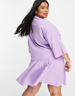 ASOS DESIGN Curve oversized mini smock dress with dropped waist in lilac