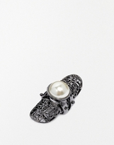 Thumbnail for your product : ASOS Filigree Articulated Ring With Faux Pearl
