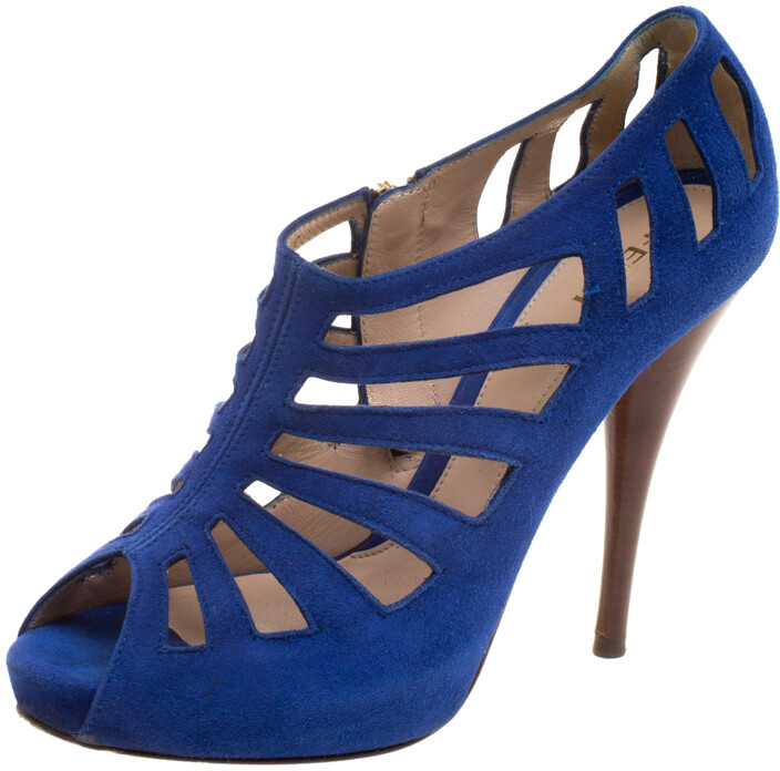 cobalt blue suede booties