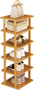 Barney Six Layers Stable Structure Waterproof Large Capacity Bamboo Great Load Bearing Multi-purpose Entryway Shoes Storage Organizer Shelf