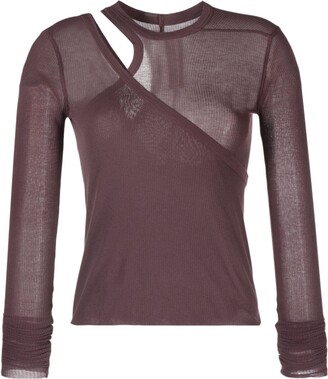 Tシャツ・カットソー Rick Owens Ribbed Asymmetrical Top With High Collar Rick Owens Ribbed Asymmetrical Top With High Collar | ShopSimon