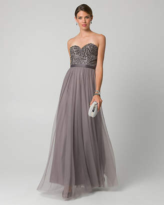Le Château Jewel Embellished Mesh Sweetheart Gown