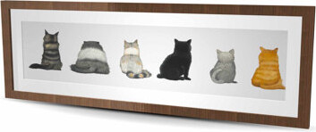 Lark Manor Six Cats Lined Up Back View - Feline Framed Matted Print