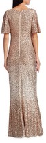 Thumbnail for your product : Teri Jon by Rickie Freeman Sequin Flutter-Sleeve Column Gown