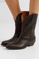 Thumbnail for your product : Golden Goose Wish Star Low Embroidered Distressed Leather Boots - Brown