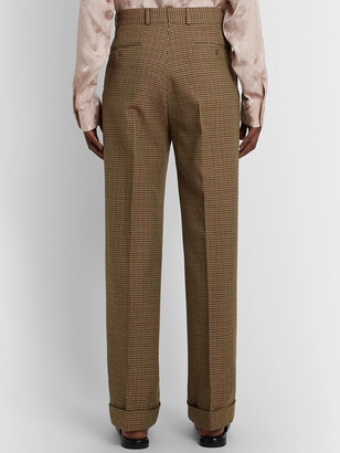 Gucci Wide-Leg Micro-Checked Wool Trousers