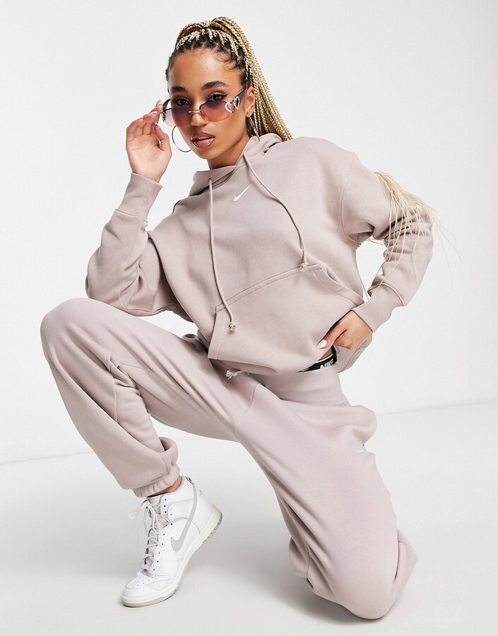 nike mini swoosh hoodie beige