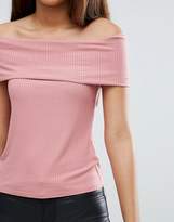 Thumbnail for your product : ASOS Tall TALL Off Shoulder Top with Deep Fold in Rib