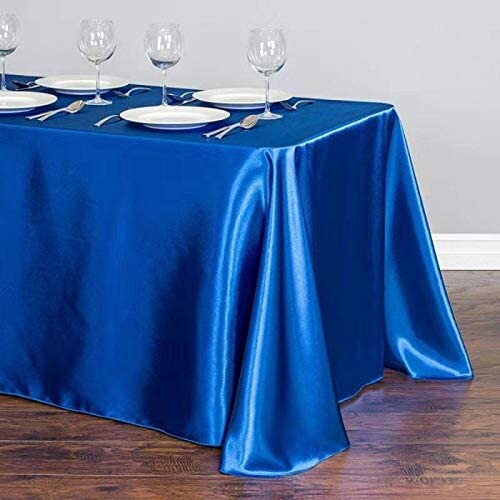 57"X86"Durable Tablecloth Satin Table Linens for Rectangular Tables Wedding Party Table Cloth Kitchen Dinning (Blue , Rectangle)