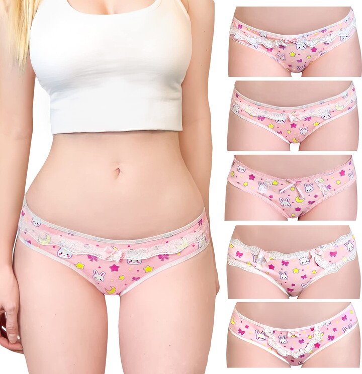 Undies.com Women's Microfiber Hipster with Lace 6 Piece Underwear