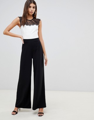 lipsy bandeau jumpsuit with sequin detail in black