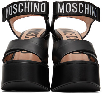 Moschino Black Logo Strap Heeled Sandals
