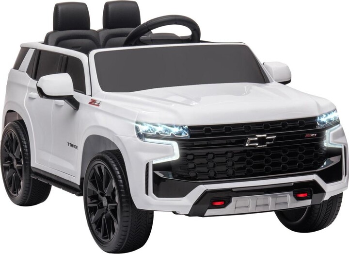 BreeBe Aosom Chevrolet TAHOE Licensed Kids Ride on Car, 12V Battery Powered Kids Electric Car with Remote Control, Music, Lights, Horn, Suspension for 3-6 Years Old, White