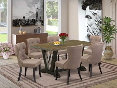 East West Furniture 6 - Person Solid Wood Dining Set