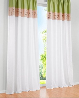 1pcs Floral Embroidered Window Curtain Panels Tap Top LivebyCare Patchwork Color Window Treatments Drapery Drape Room Divider Partition Curtains Decorative for Family Room Hotel