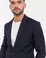 Thumbnail for your product : New Look tonal grid check suit jacket in navy