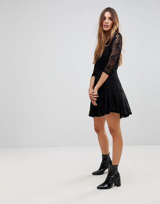 Wal G Lace Wrap Front Skater Dress