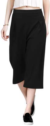 Allegra K Women's Concealed Zip Mid Rise Wide Legged Trousers S Black