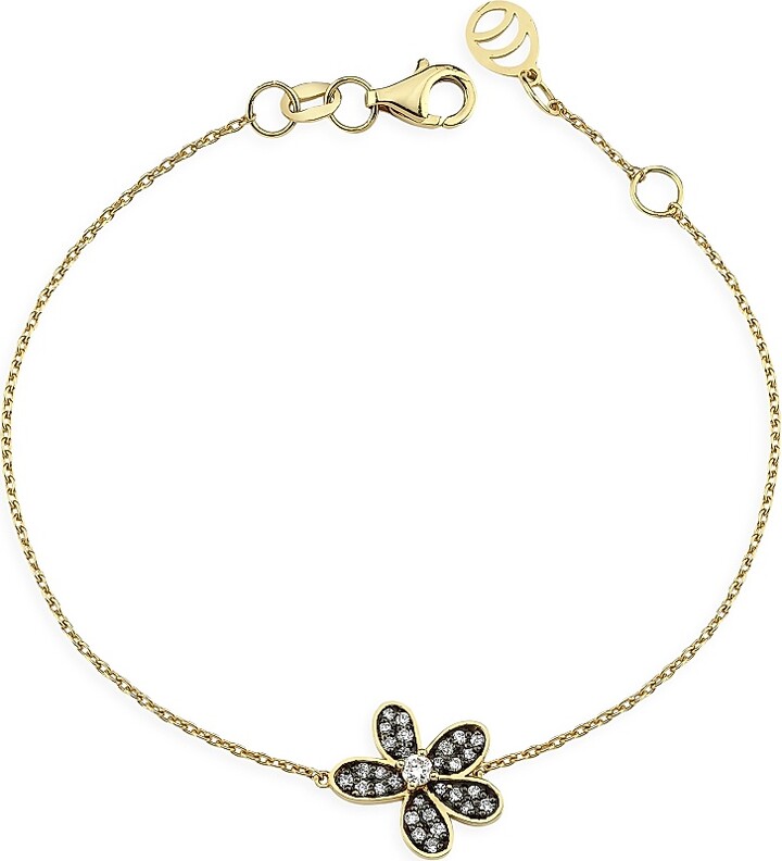 CHARMS COMPANY Women's Garden Of Rebel 14K Yellow Gold & 0.22 TCW Diamond Flower Charm Bracelet - Gold