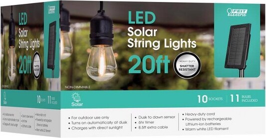 Feit FeitElectricLEDSolarStringLightSetClear20ft.11lights