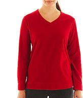 Thumbnail for your product : JCPenney Made For Life V-Neck Micro Polar Fleece Pullover - Petite
