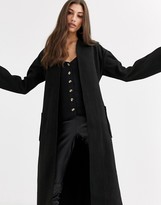 Thumbnail for your product : Fashion Union Tall longline wool coat with belt