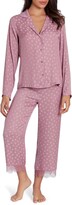 Thumbnail for your product : Midnight Bakery Lace Trim Dot Satin Pajamas