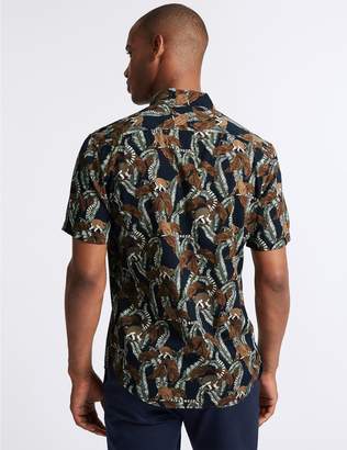 Marks and Spencer Slim Fit Lemur Print Shirt