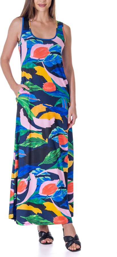 24seven Comfort Apparel Sleeveless Casual Maxi Pocket Dress