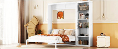 Harriet Bee Bed With Shelves And Space Saving Breakthrough - Foldable Cabinet Design For Extra Accommodates Max 8 Inch Mattress Support Flexible Slats Comfort & P