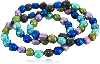 Honora Peacock" Freshwater Cultured Pearl Stretch Bracelet Set