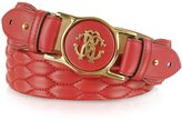 Thumbnail for your product : Roberto Cavalli Dark Red Python Printed Leather Signature Belt