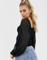 Thumbnail for your product : ASOS DESIGN DESIGN shirred top with long sleeve
