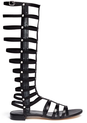 Stuart Weitzman 'Gladiator' elastic band flat leather sandals