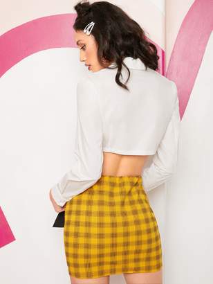 Shein Notched Collar Two Tone Crop Top