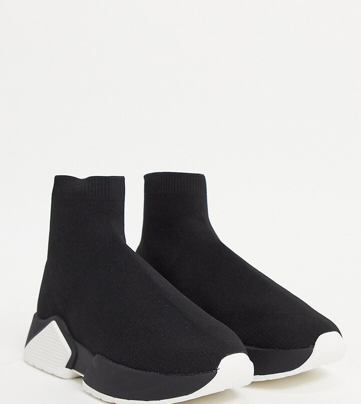 ASOS DESIGN Wide Fit Della sock trainers in black ShopStyle