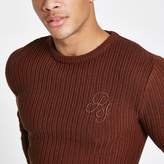 Thumbnail for your product : River Island Rust muscle fit rib crew neck jumper