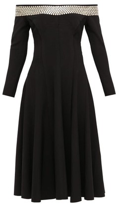 Norma Kamali Grace Studded Off-the-shoulder Jersey Dress - Black