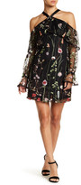 Thumbnail for your product : Do & Be Do + Be Embroidered Mesh Ruffle Cold Shoulder Dress