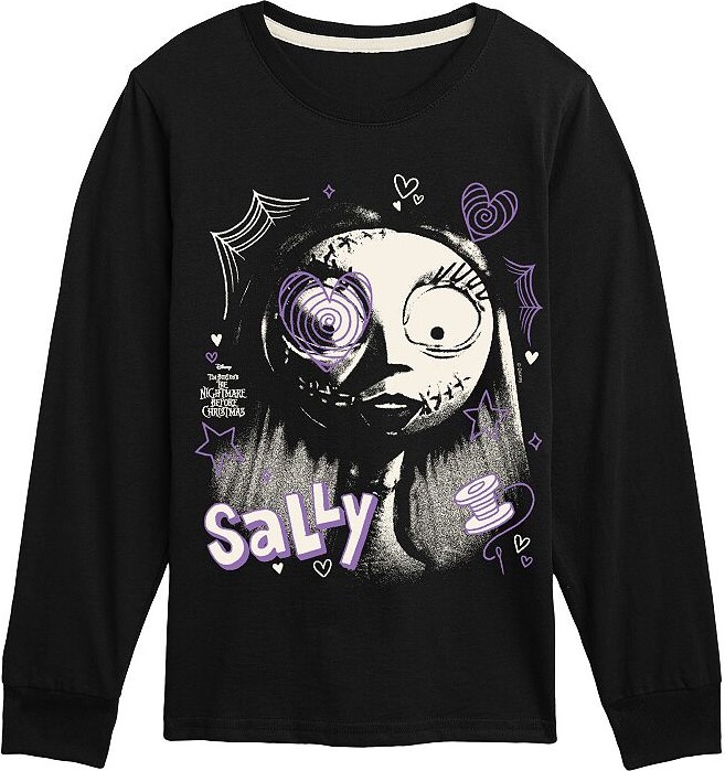 Disney's The Nightmare Before Christmas Sally Boys 8-20 Face Doodles Long Sleeve Graphic Tee