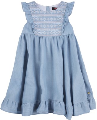 Juicy Couture Girls Soft Woven Tencel Embroidered Dress