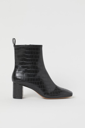 black leather booties no heel