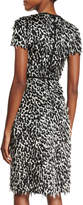 Thumbnail for your product : Burberry Ocelot Short-Sleeve Animal-Print Feathered Dress